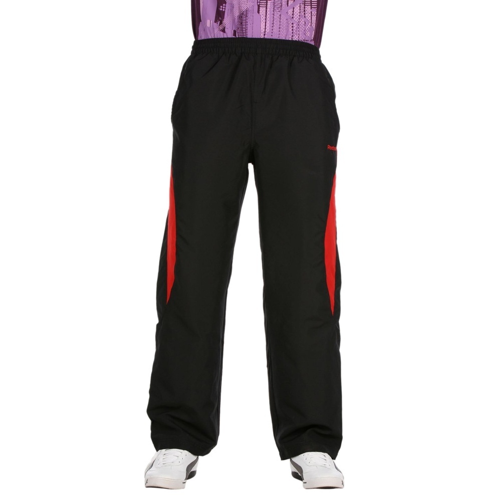 Reebok track pants Men's Black red side stripe